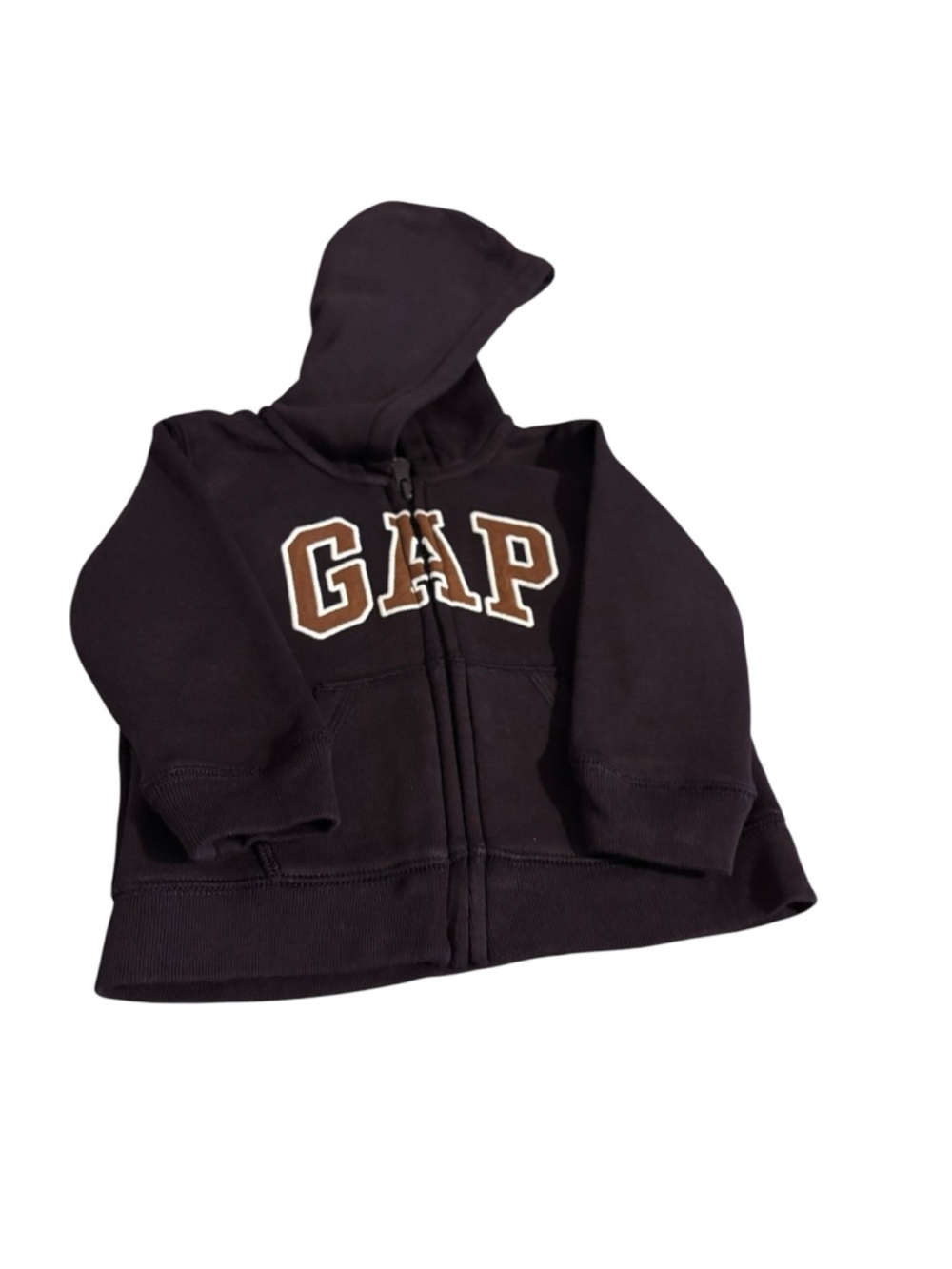 Baby GAP Toddler Boy Brown Zip-Up Hoodie with GAP Logo